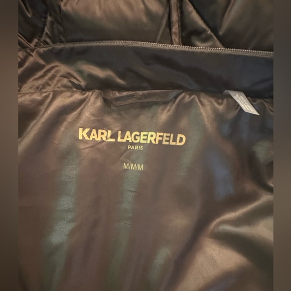 KARL LAGERFELD PARIS WOMEN'S OLIVE QUILTED PUFFER JACKET HOODED SIZE M NWOT - Picture 9 of 11